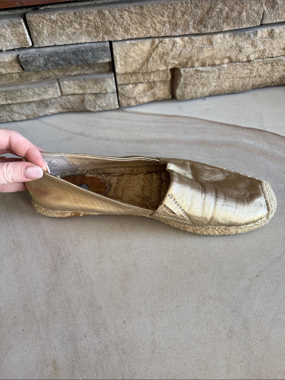 Sam Edelman Gold Espadrille Slip-On Flats - Women's Casual Shoes